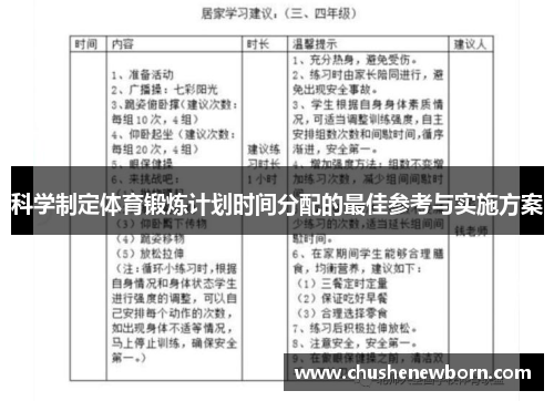科学制定体育锻炼计划时间分配的最佳参考与实施方案